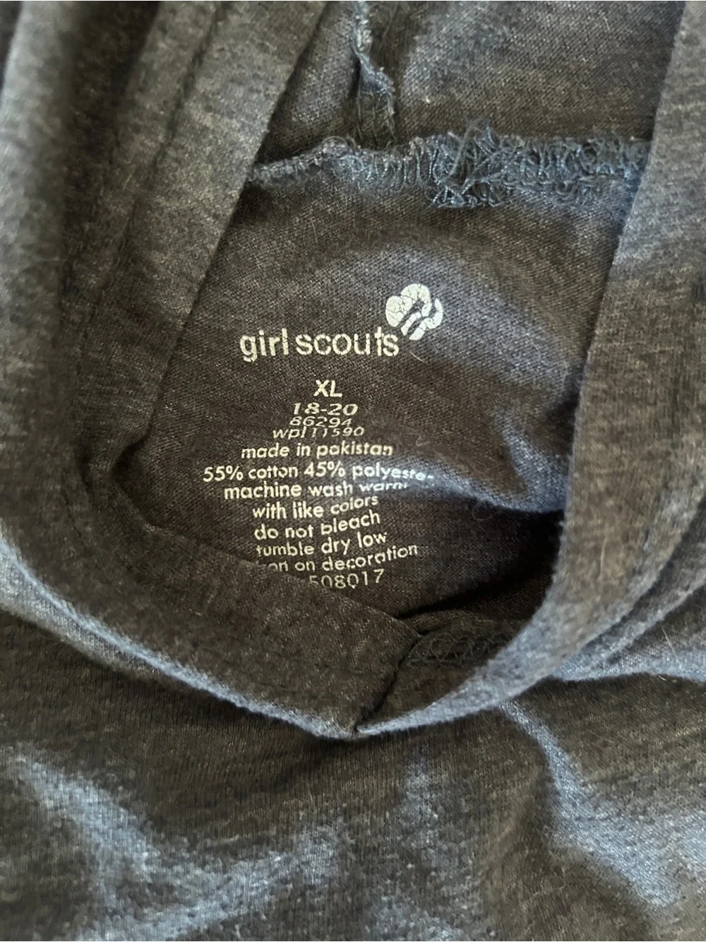 Grey Hooded Long Sleeve Tee Girl Scouts official